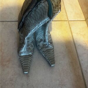 LUCIANO PADOVAN Boots Pointy Toe Dress Shoes Snake Skin Heels